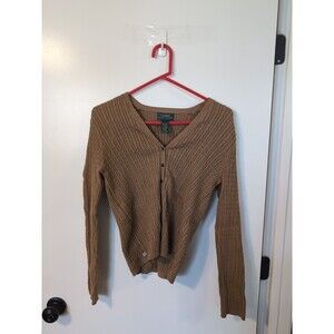 Lauren Ralph Lauren Shirt Women’s M Cropped Crewneck Cotton Brown